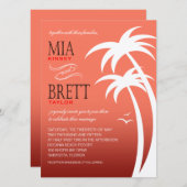 Beach Palms Tropical Wedding FELT | koraal Kaart (Voorkant / Achterkant)