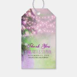 Beach Palms Waterverf Paarse bruiloft dank u Cadeaulabel