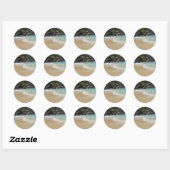Beach Palms Zee Waves Blank Seaside Sjabloon Ronde Sticker (Vel)