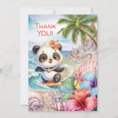Beach Panda Dank u voor uw opmerking Bedankkaart (Voorkant)
