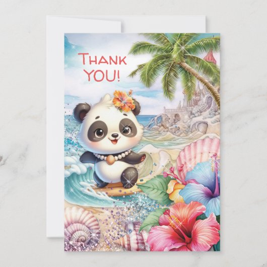 Beach Panda Dank u voor uw opmerking Bedankkaart (Voorkant)
