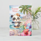 Beach Panda Dank u voor uw opmerking Bedankkaart (Staand voorkant)