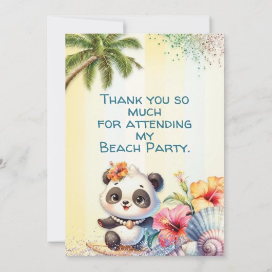 Beach Panda Dank u voor uw opmerking Bedankkaart (Achterkant)