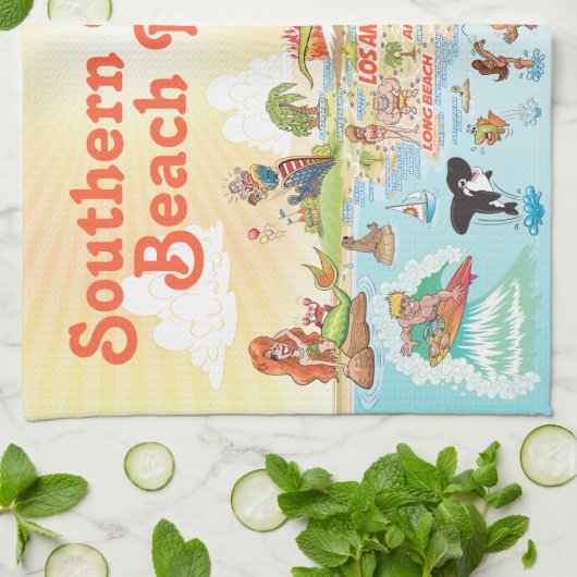 Beach Paradise California Kitchen Towel Theedoek (Gevouwen)