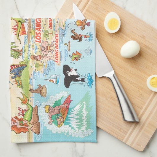 Beach Paradise California Kitchen Towel Theedoek (Quarter Fold)