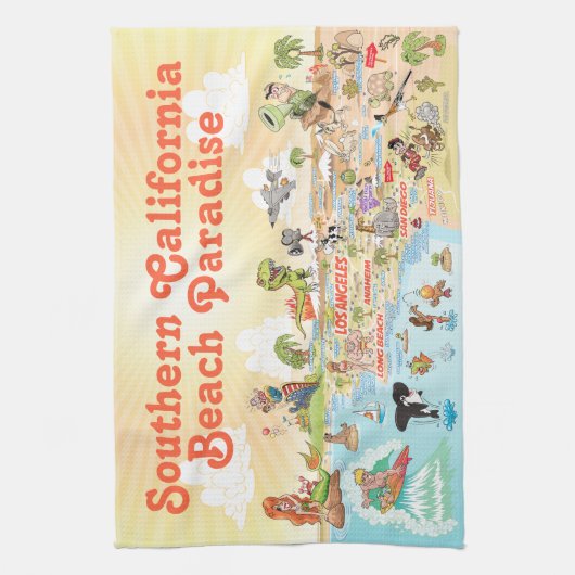 Beach Paradise California Kitchen Towel Theedoek (Verticaal)