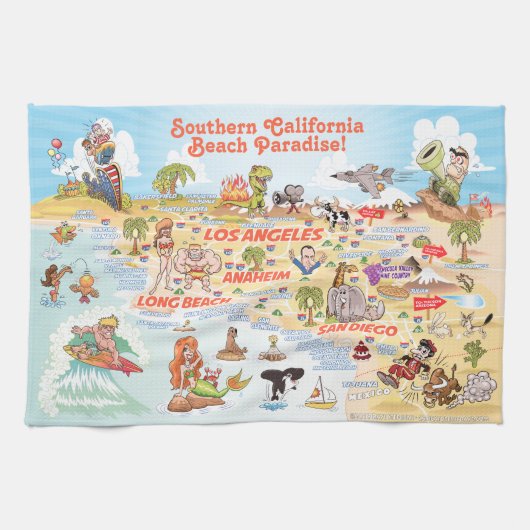 Beach Paradise California Kitchen Towel Theedoek (Horizontaal)