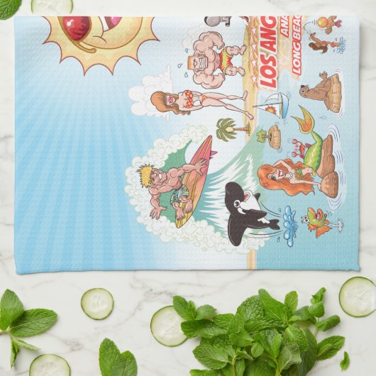 Beach Paradise California Kitchen Towel Theedoek (Gevouwen)