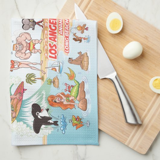 Beach Paradise California Kitchen Towel Theedoek (Quarter Fold)