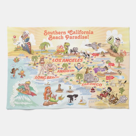 Beach Paradise California Kitchen Towel Theedoek (Horizontaal)