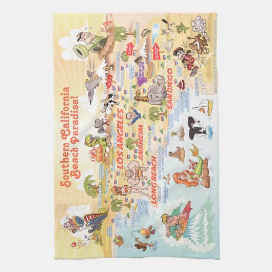 Beach Paradise California Kitchen Towel Theedoek (Verticaal)