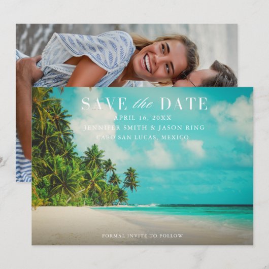 Beach Paradise Foto bruiloft Save The Date (Voorkant / Achterkant)