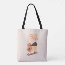 Beach Paradise Summer Retro Custom Name Canvas tas