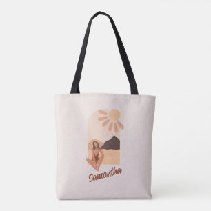 Beach Paradise Summer Retro Custom Name Canvas tas