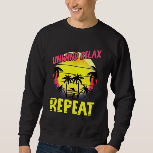 Beach Paradise Unwind Relax Repeat Sunset Hawaiian Trui (Voorkant)