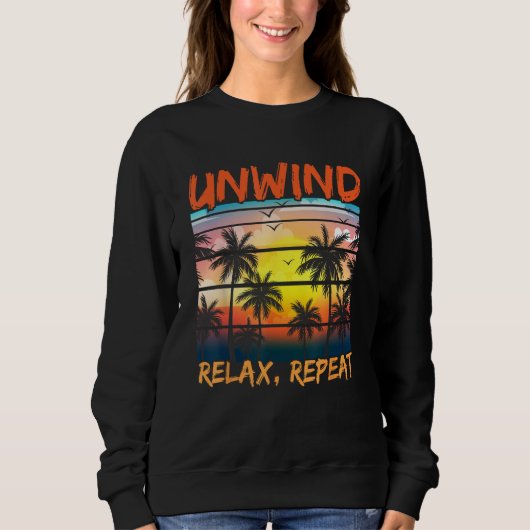 Beach Paradise Unwind Relax Repeat Sunset Hawaiian Trui (Voorkant)