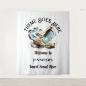 Beach parel oester zee shell iriserende glam party wandkleed (Voorkant)