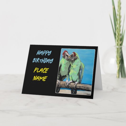 'Beach Parrots' Schilderij op een Bedankkaart (Voorkant)