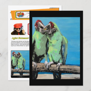 ‘Beach Parrots’-schilderij op een kleine print Kaart