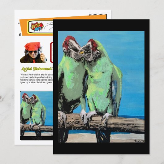 ‘Beach Parrots’-schilderij op een kleine print Kaart (Voorkant / Achterkant)