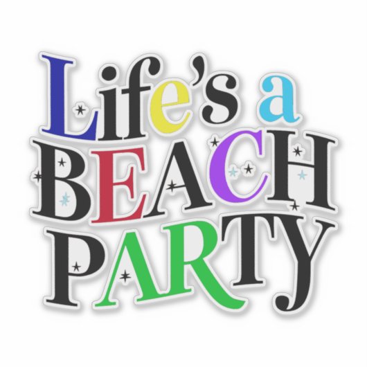 BEACH PARTIJ STICKER (Voorkant)