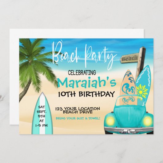 BEACH PARTIJ, TEEN BIRTHDAY, SWIM PARTIJ (Voorkant / Achterkant)