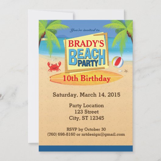 Beach Party 5" x 7" Uitnodigingen (Voorkant)