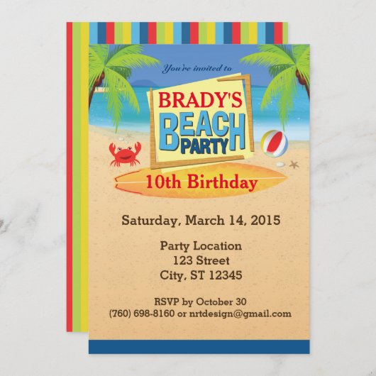 Beach Party 5" x 7" Uitnodigingen (Voorkant / Achterkant)