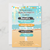 Beach Party Beach verjaardag Uitnodiging Strand (Voorkant)