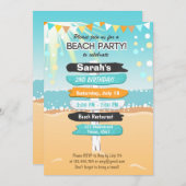 Beach Party Beach verjaardag Uitnodiging Strand (Voorkant / Achterkant)