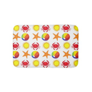 Beach Party Beachball Sun Crab Starfish Seashore Badmat