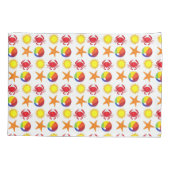 Beach Party Beachball Sun Crab Starfish Seashore Kussensloop (Achterkant)