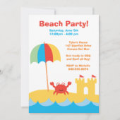 Beach Party Birthday Invitation Kaart (Voorkant)