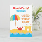 Beach Party Birthday Invitation Kaart (Staand voorkant)