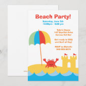 Beach Party Birthday Invitation Kaart (Voorkant / Achterkant)