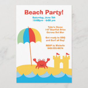 Beach Party Birthday Invitation Kaart