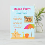 Beach Party Birthday Invitation Kaart (Staand voorkant)