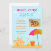 Beach Party Birthday Invitation Kaart (Voorkant / Achterkant)