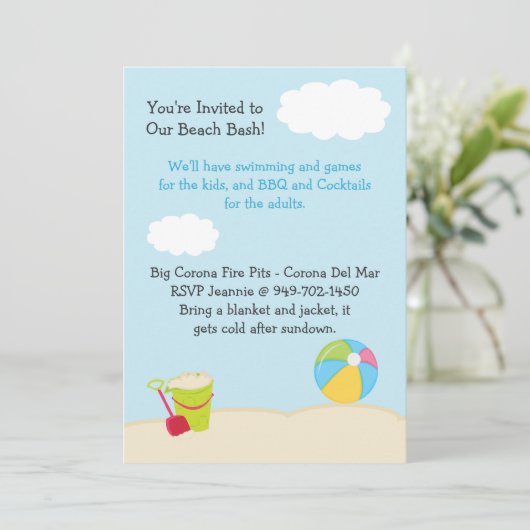 Beach Party Birthday Party - uitnodiging (Staand voorkant)