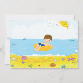 Beach Party Boy Swimming Birthday Invitation Kaart (Achterkant)