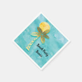 Beach Party Bunco Blauw Waterverf Gouden Palm Servet (Hoek)