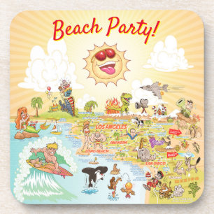 Beach Party California Plastic Onderzetter