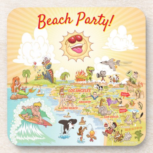 Beach Party California Plastic Onderzetter (Voorkant)