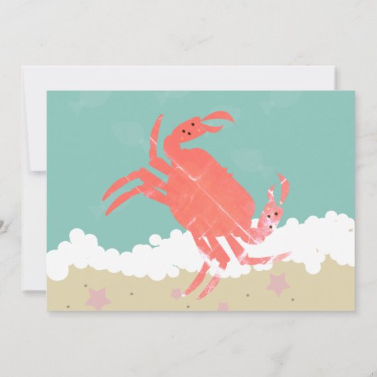 Beach Party Crab Sand Ocean Waves Kaart (Achterkant)