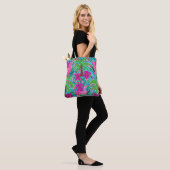 Beach Party Flamingos and Palms Pattern Canvas tas (Op model)