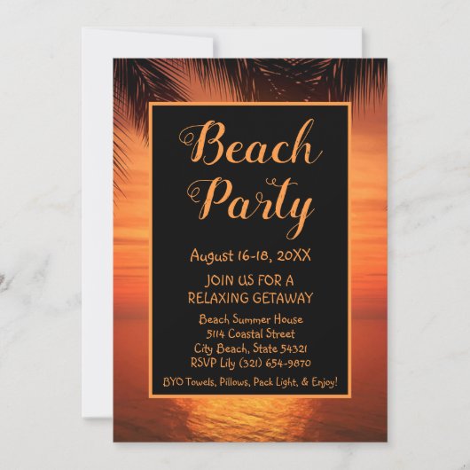 Beach Party Getaway Vakantie uitnodiging (Voorkant)