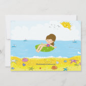 Beach Party Girl Swimming Birthday Invitation Kaart (Achterkant)