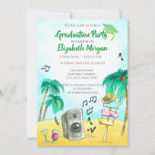 Beach Party Glitter Afstudeerder Pet, Afstuderen Kaart (Voorkant)
