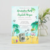 Beach Party Glitter Afstudeerder Pet, Afstuderen Kaart (Staand voorkant)