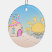 Beach Party House Keramisch Ornament (Links)